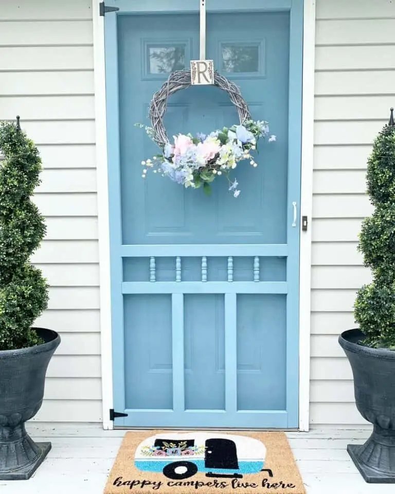 Blue Door Floral Wreath