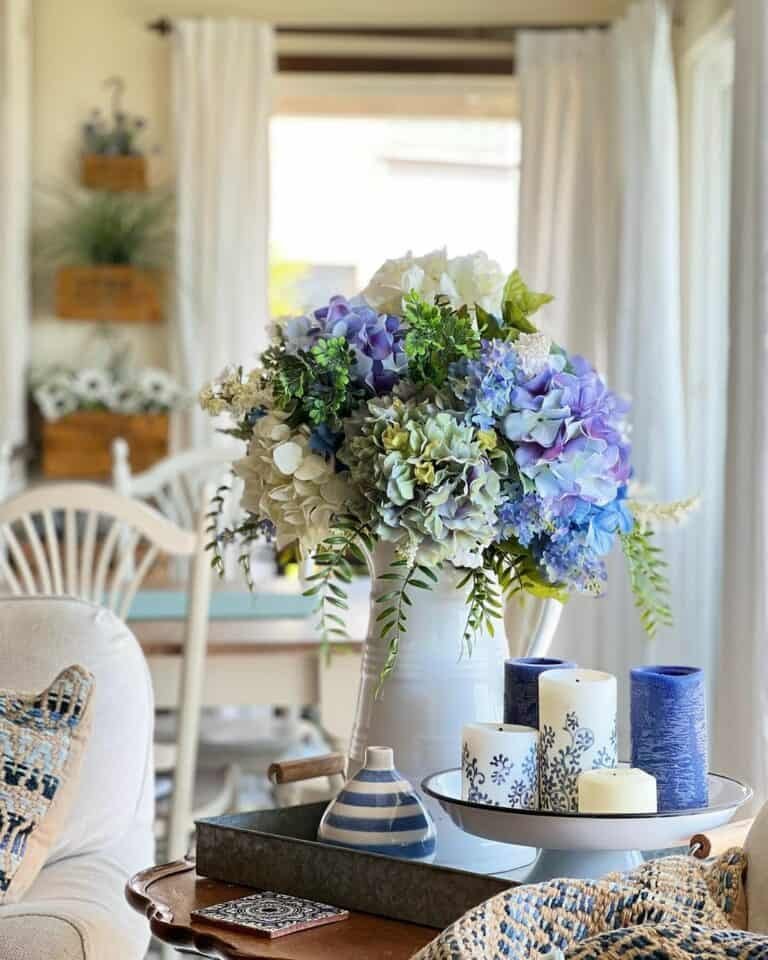 Blue White Floral Tray