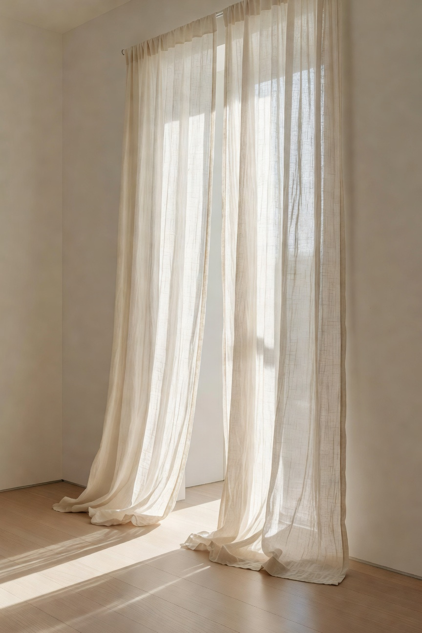 Breezy Sheer Linen Curtain Panels