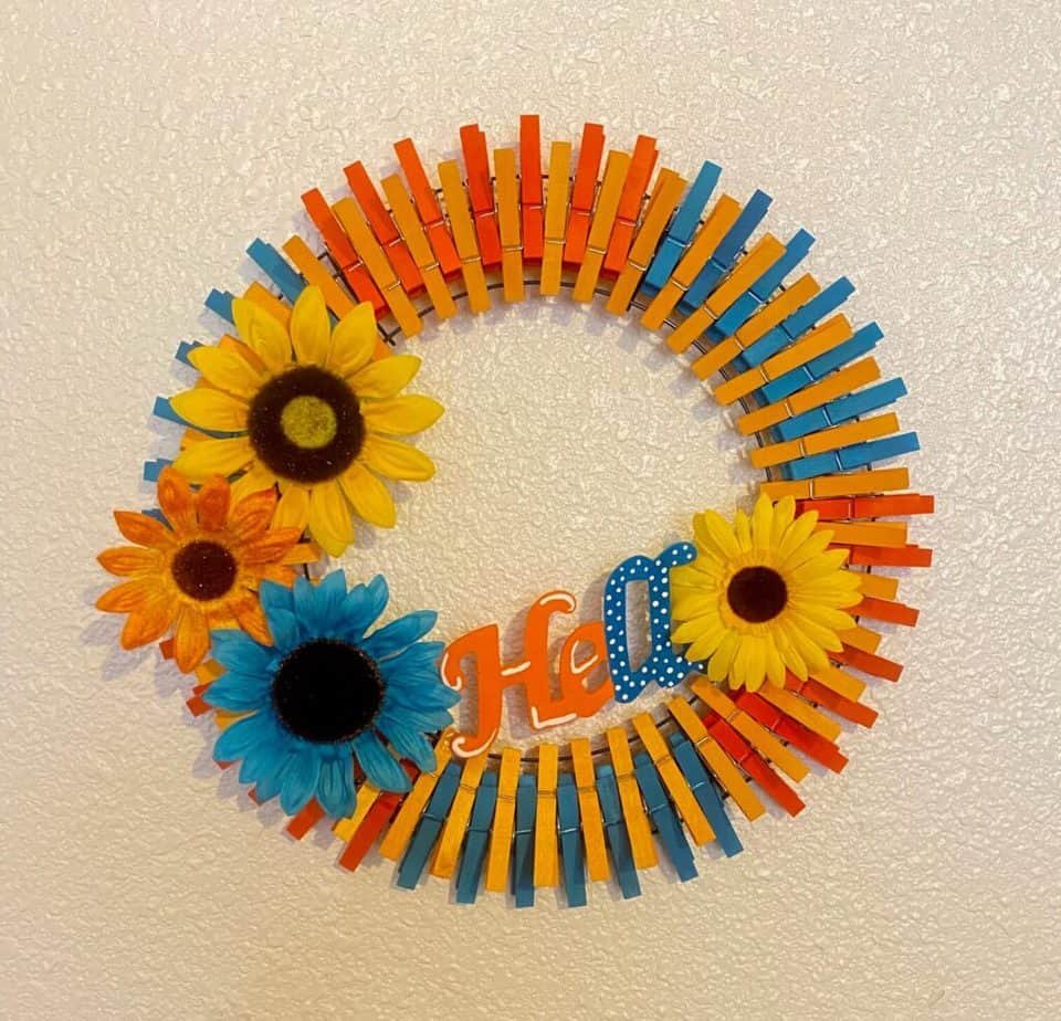 Clothespin Sunflower Wreath