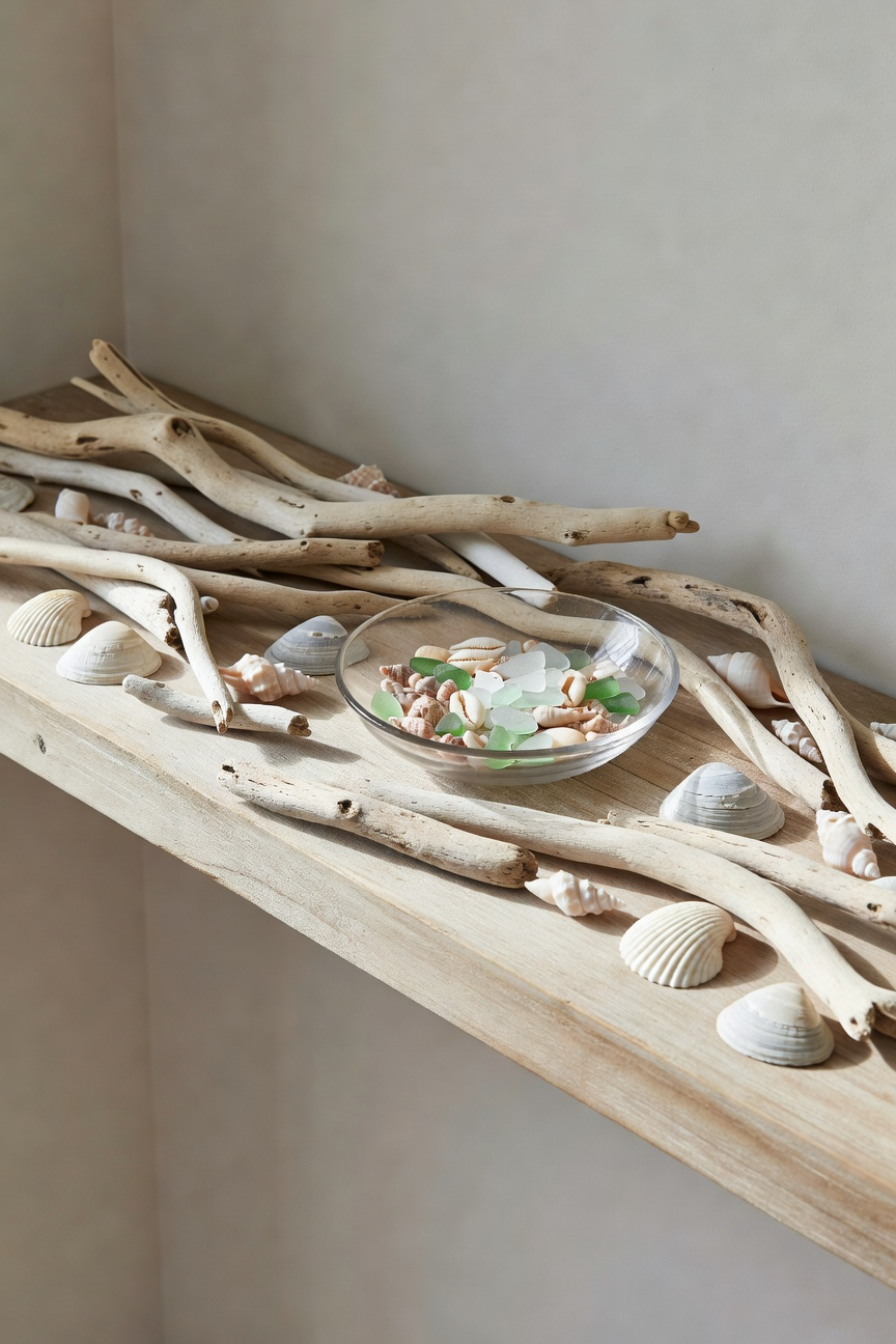 Coastal Driftwood and Shell Display