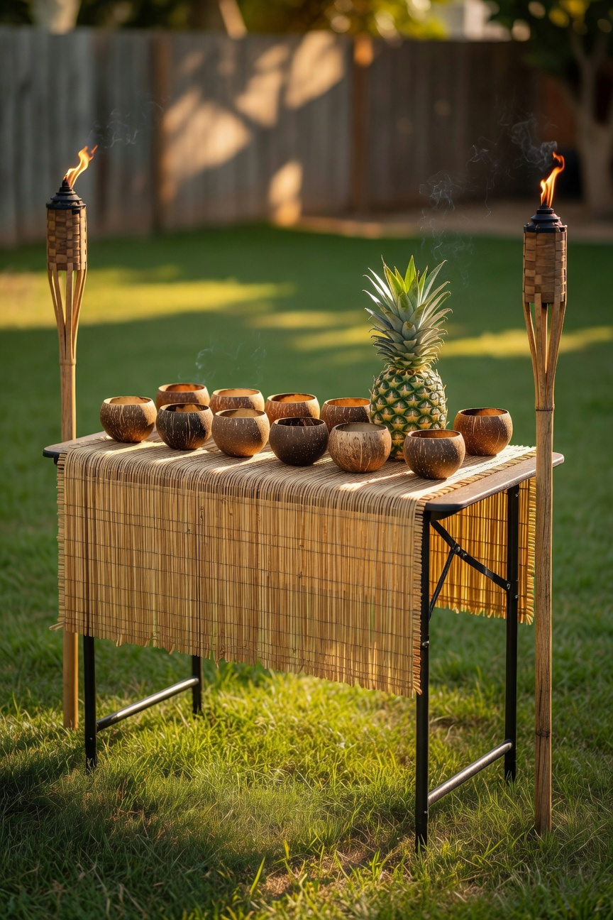 Dollar Store Tiki Bar Setup