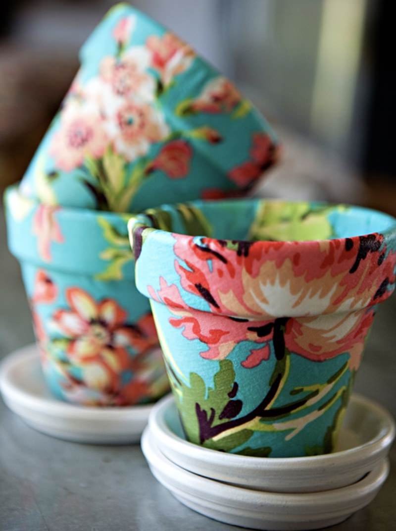 Fabric-Covered Clay Pot