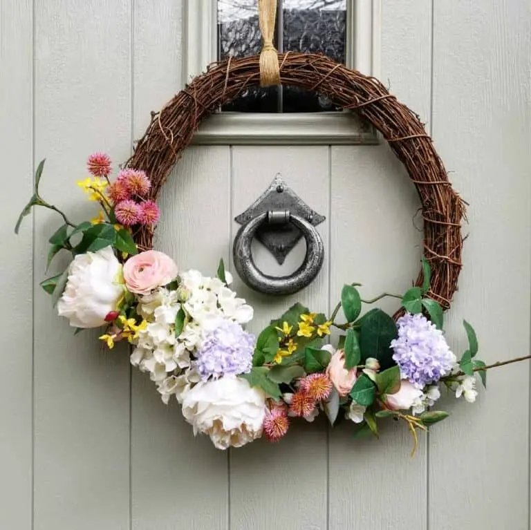 Floral Wreath, Gray Door