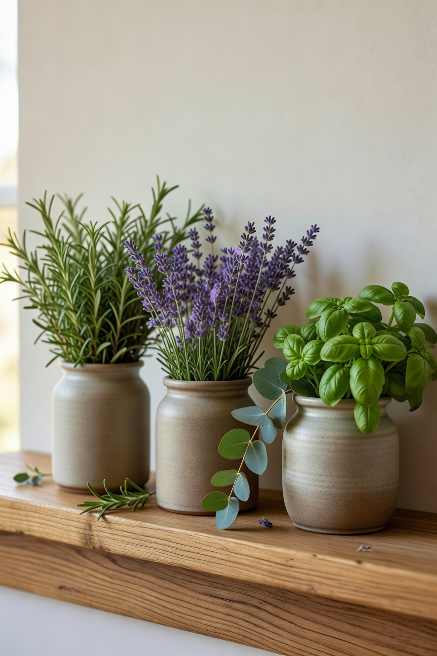 Fresh Herb Bundles in Crocks