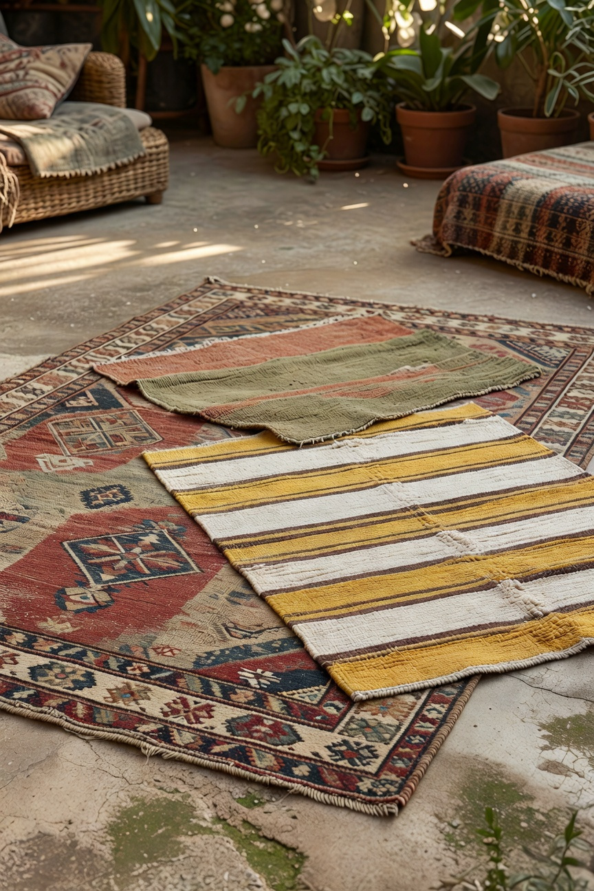 Layer Mismatched Vintage Rugs