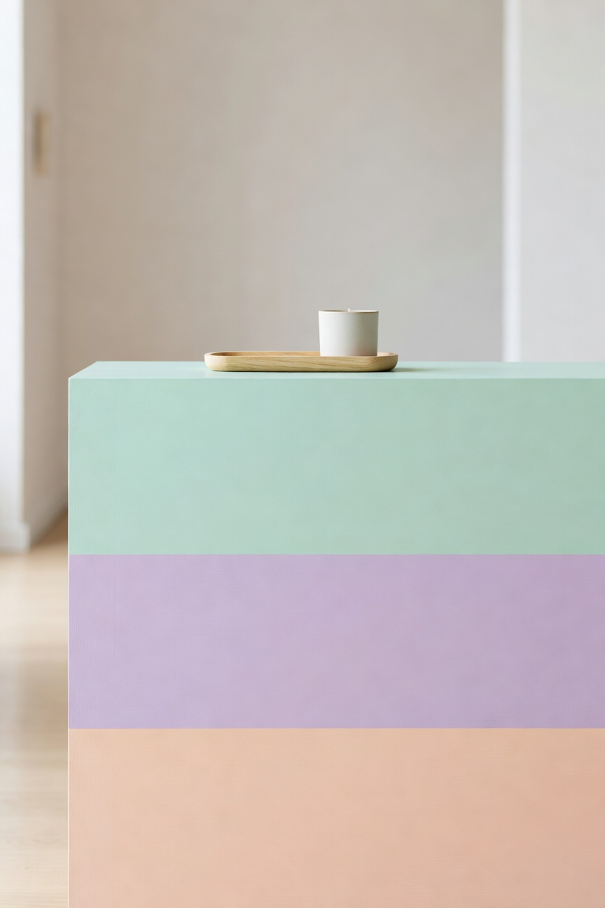 Pastel Color-Blocked Painted Console Table