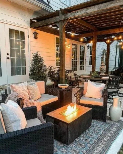 Pergola Fire Pit Seating