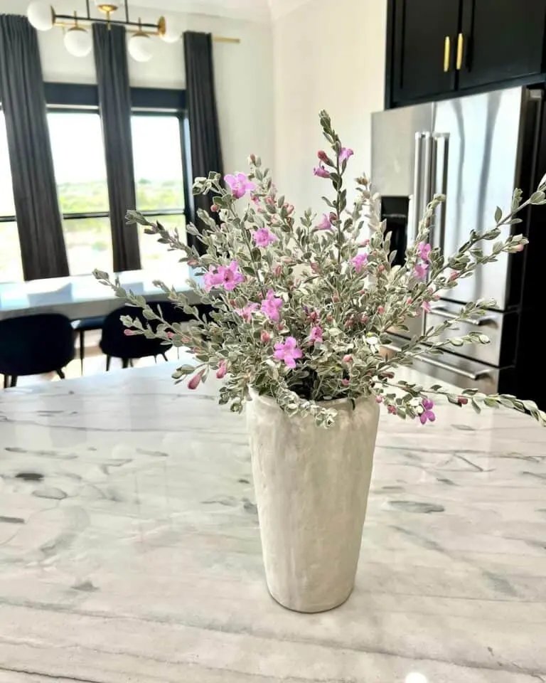 Purple Flowers, Black Kitchen