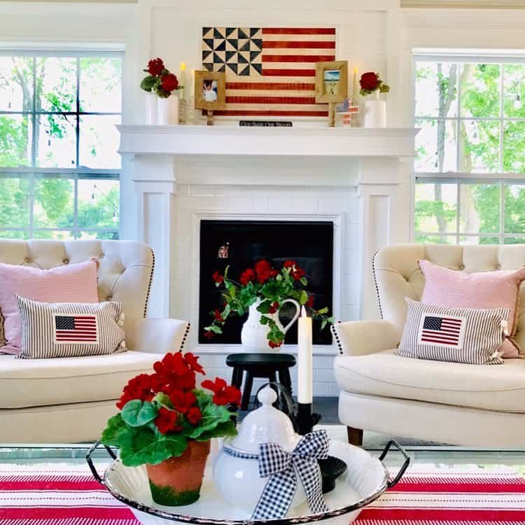 Red White Fireplace