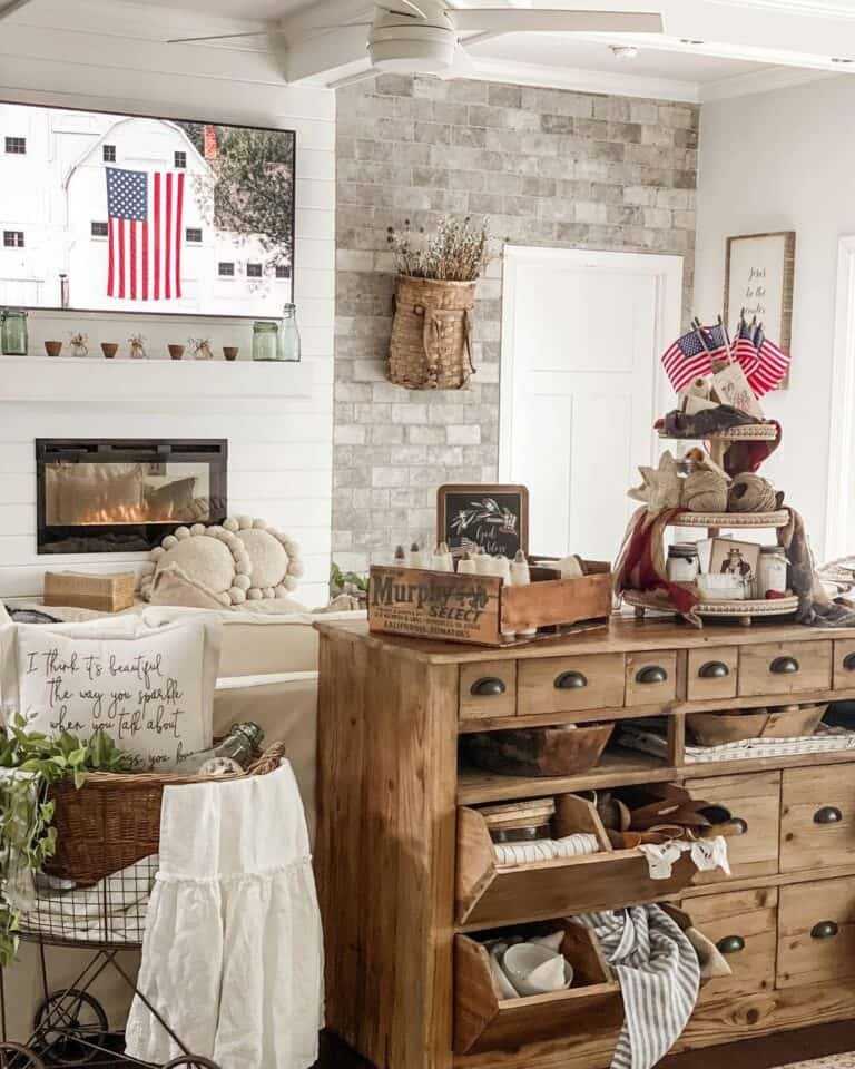 Shiplap and Brick Wall