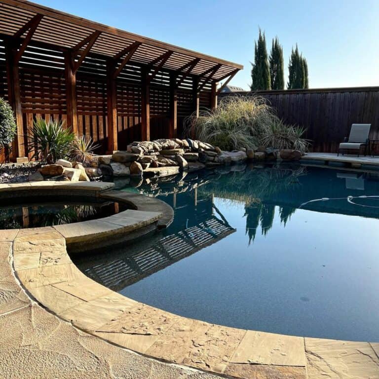 Stone Pool and Hot Tub