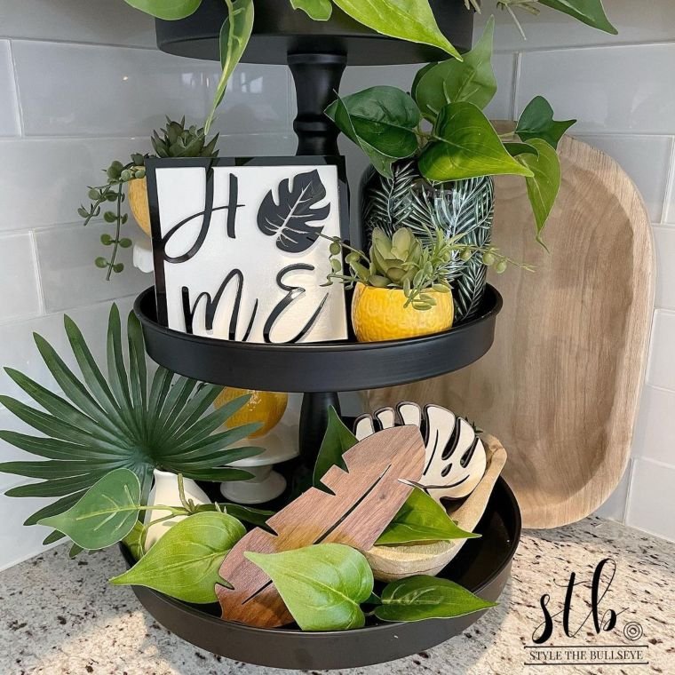 Tropical Leaf Tiered Display