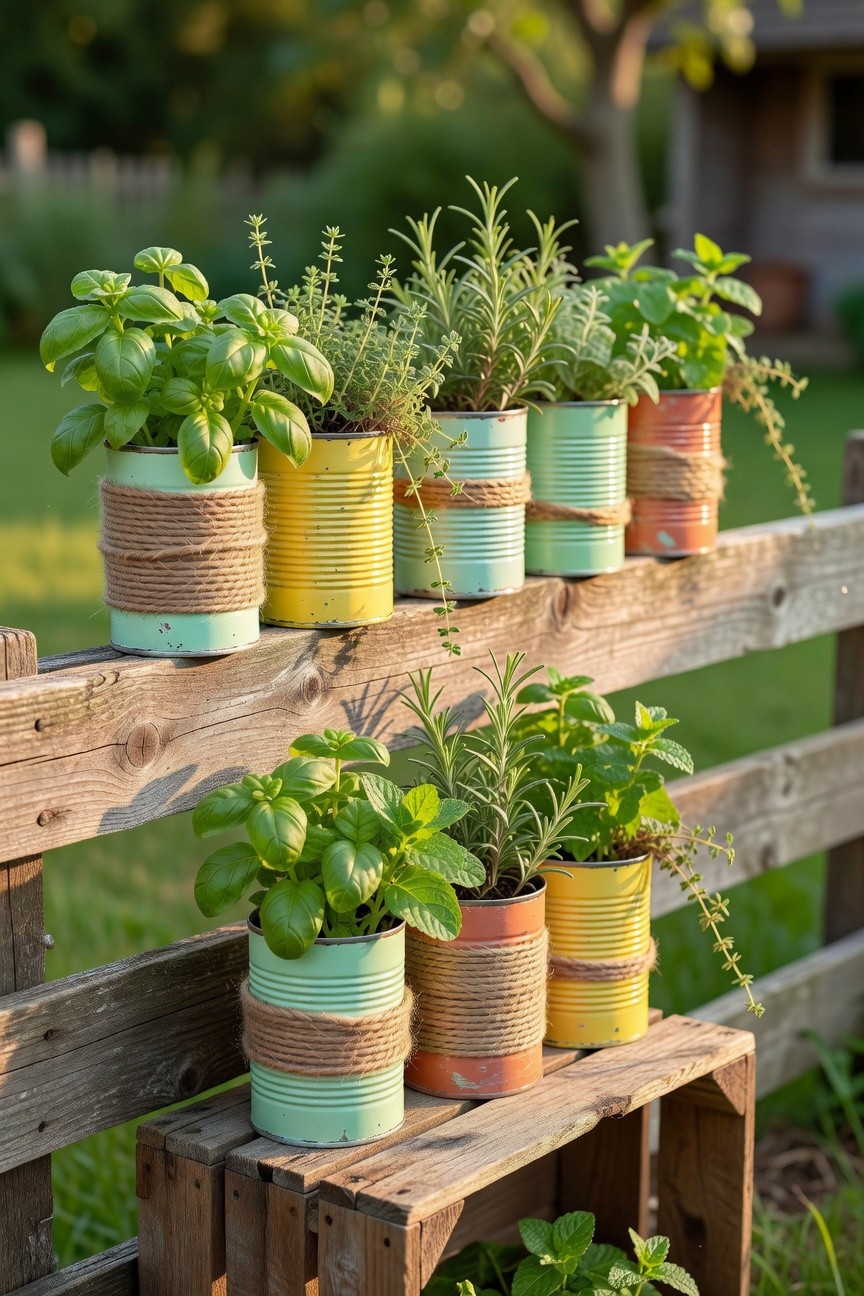 Upcycled Tin Can Herb Planters