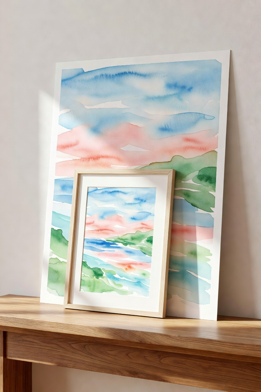 Watercolor Art Leaning Display