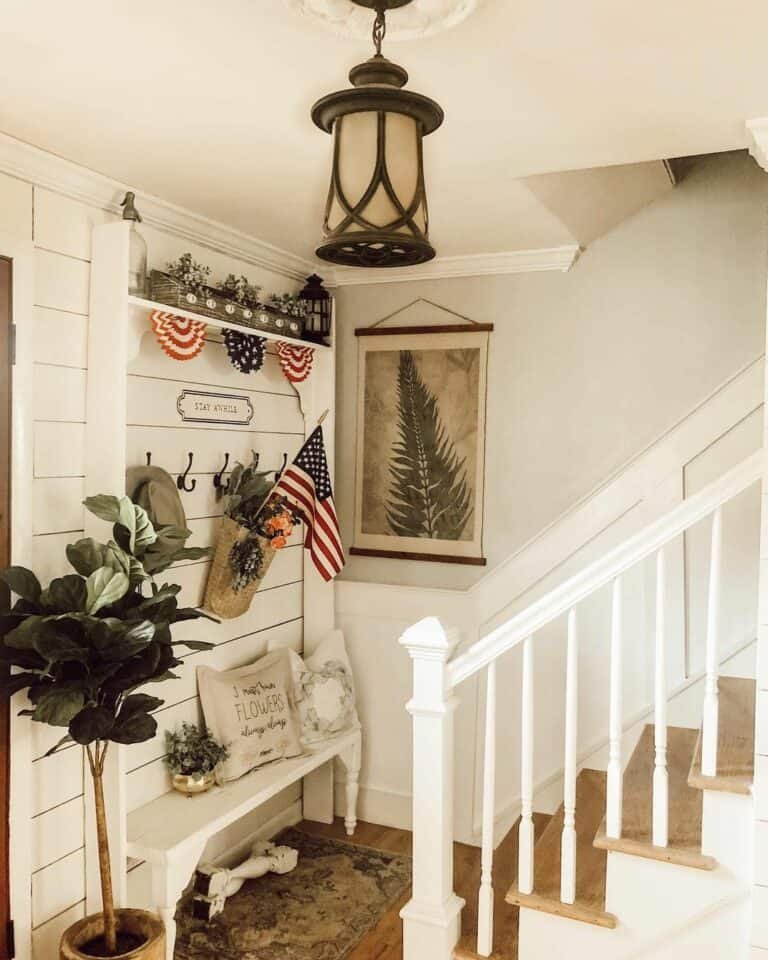 White Entryway Bench