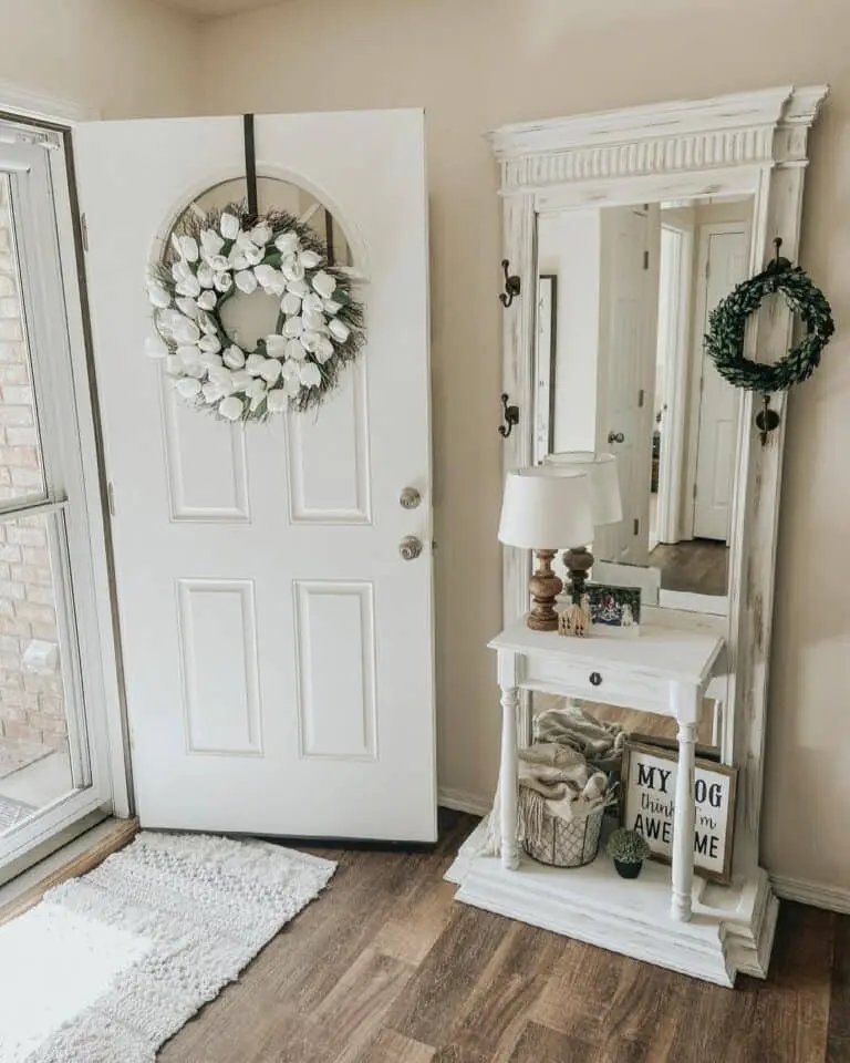 White Floral Door Wreath