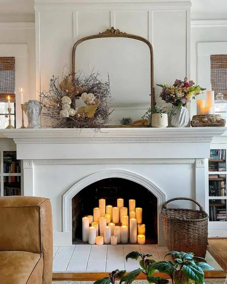 White Floral Mantel