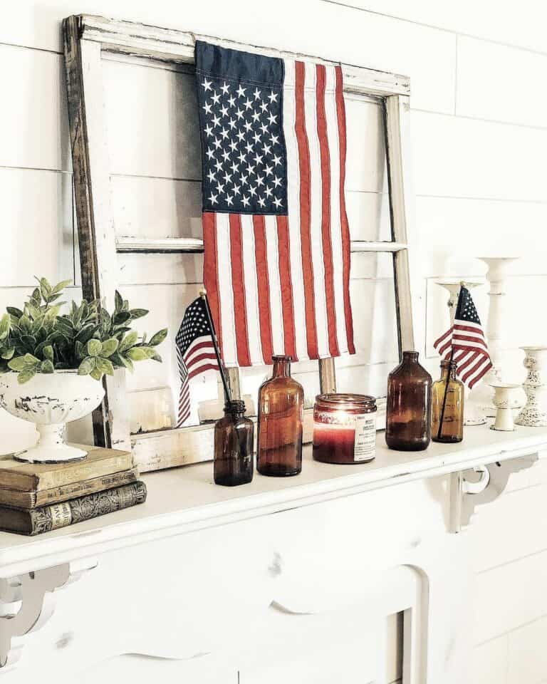 White Mantel Flag Display
