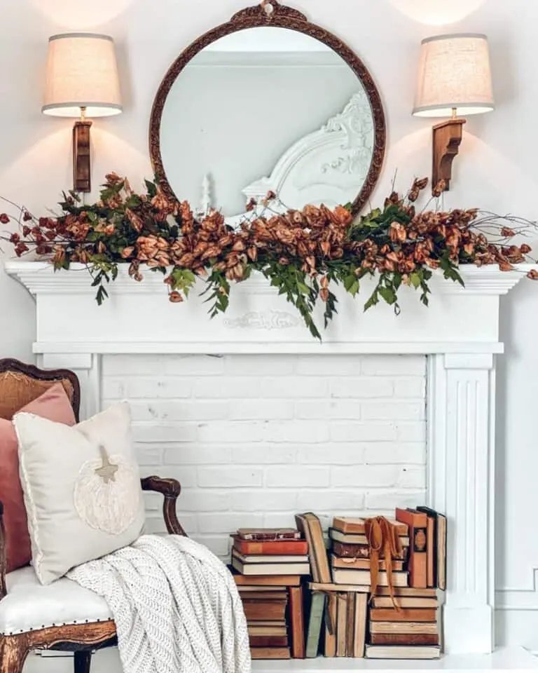 White Mantel Leaf Garland