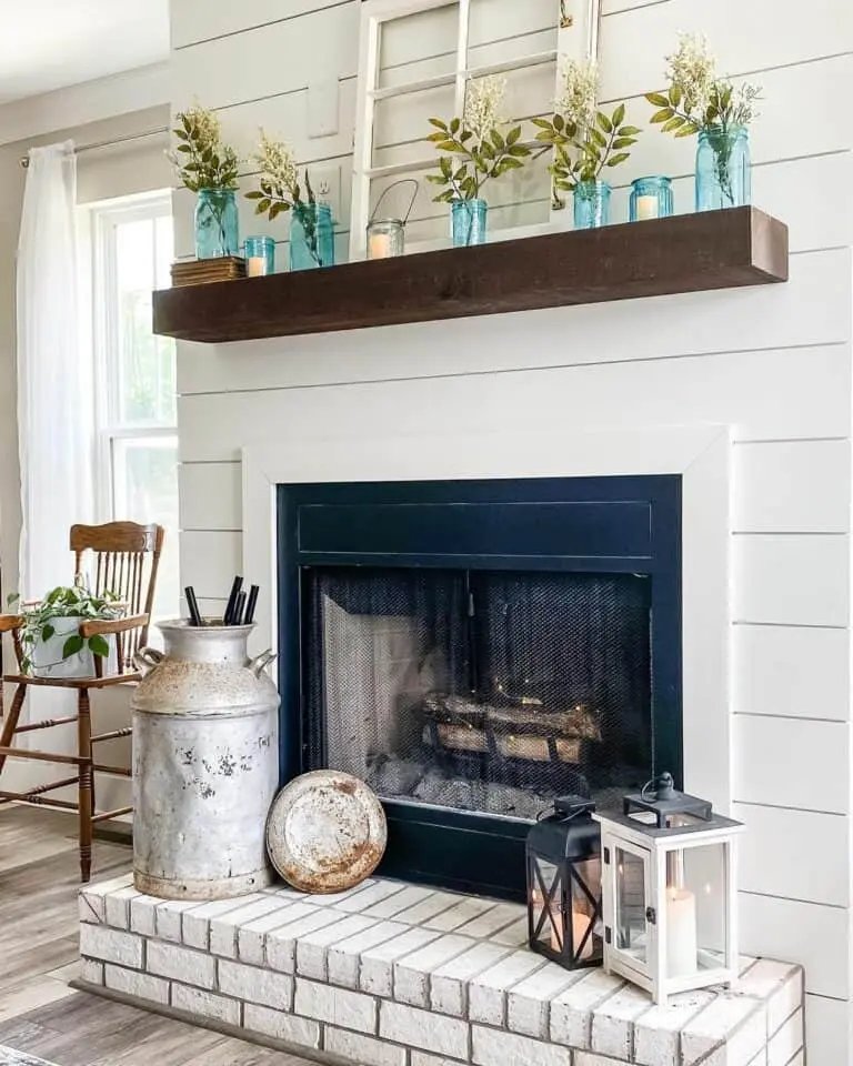 White Shiplap Mantel