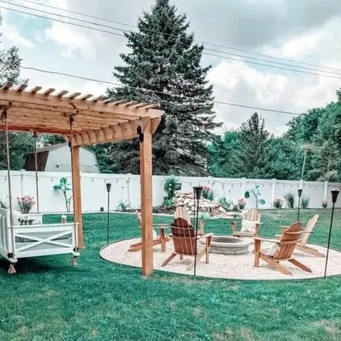 White Swing Pergola Setup