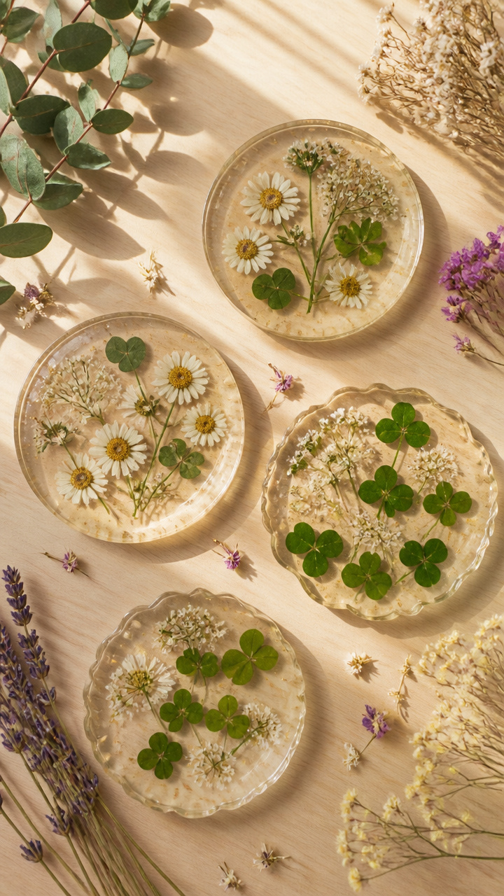 Pressed Flower Resin Coasters