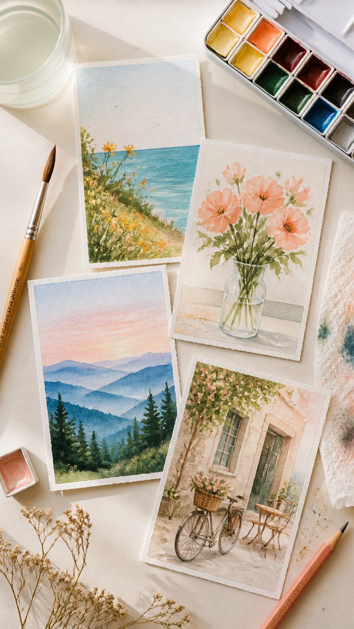 Watercolor Postcard Set