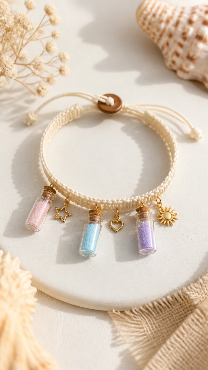 Frosted Glass Charm Bracelet