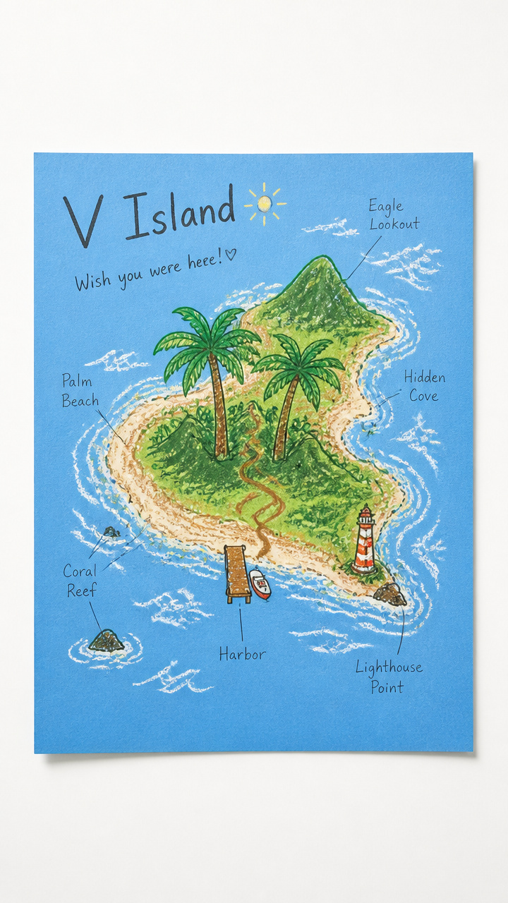 Vacation Postcard from V Island