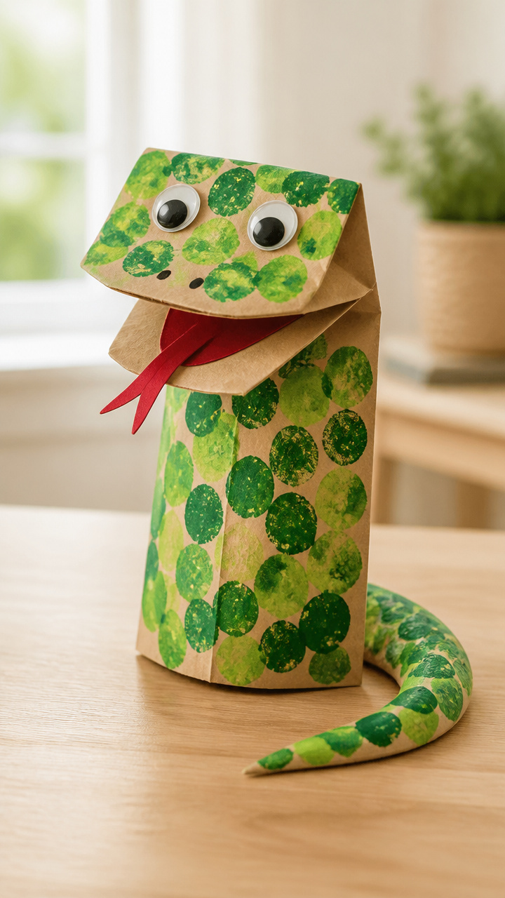 Snake Puppet from Paper Bag