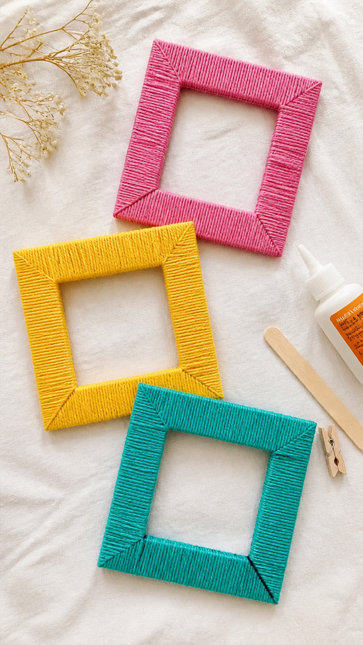 Yarn-Wrapped Picture Frames