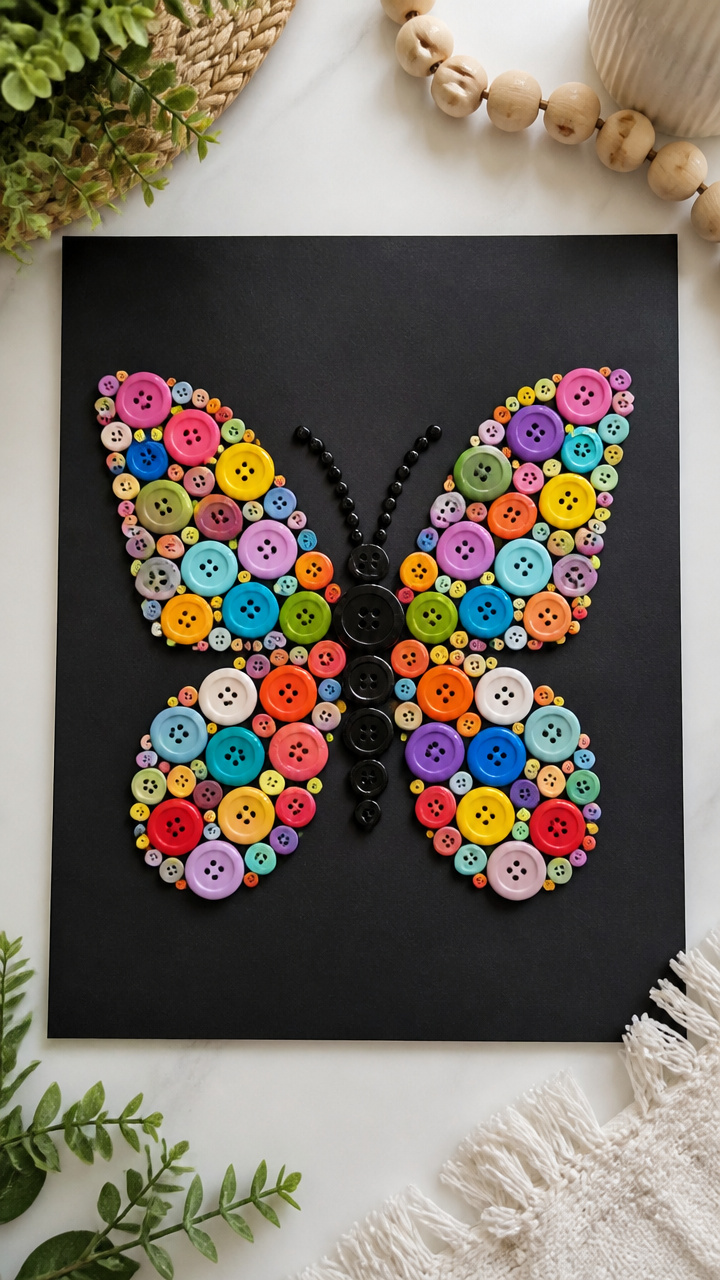 Button Mosaic Butterflies