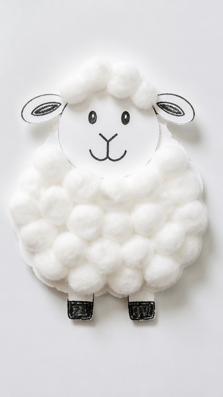 Woolly Sheep Cotton Ball Craft