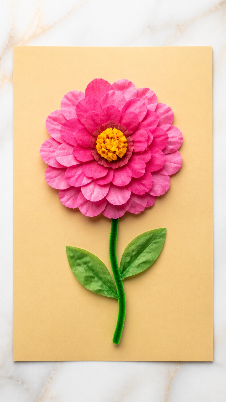 Zinnia Flower Tissue Art