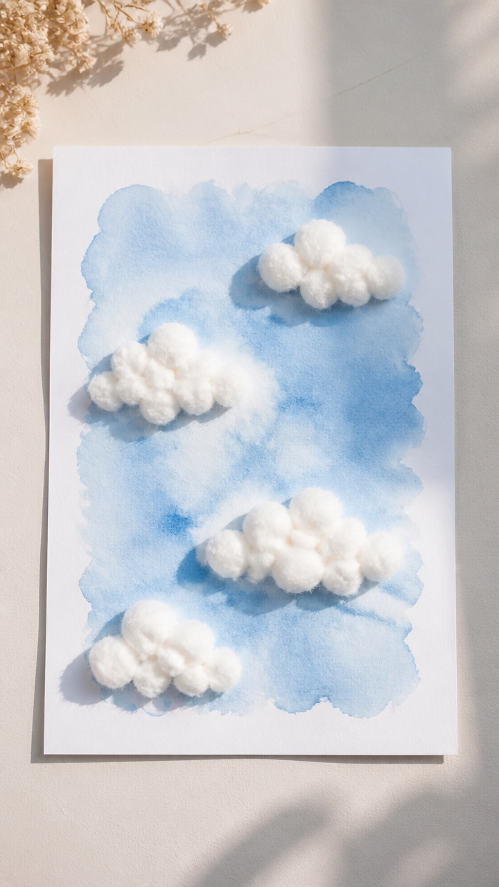 Cotton Ball Cloud Art