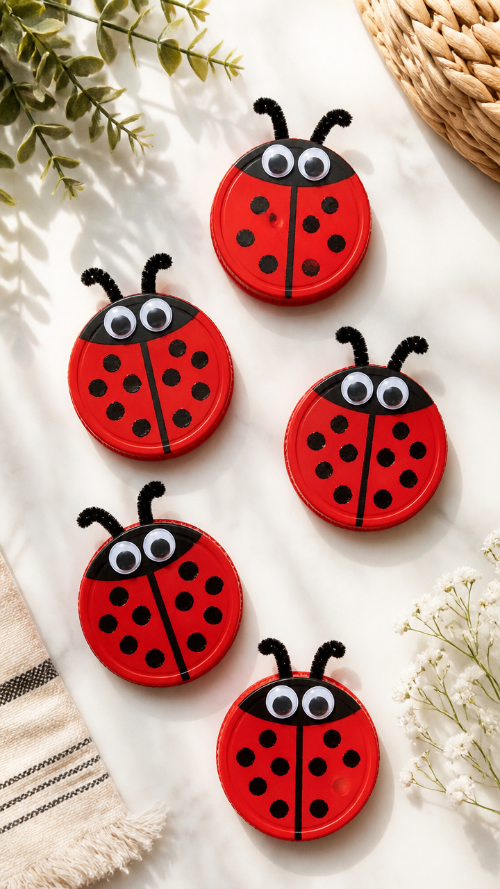 Plastic Lid Ladybugs