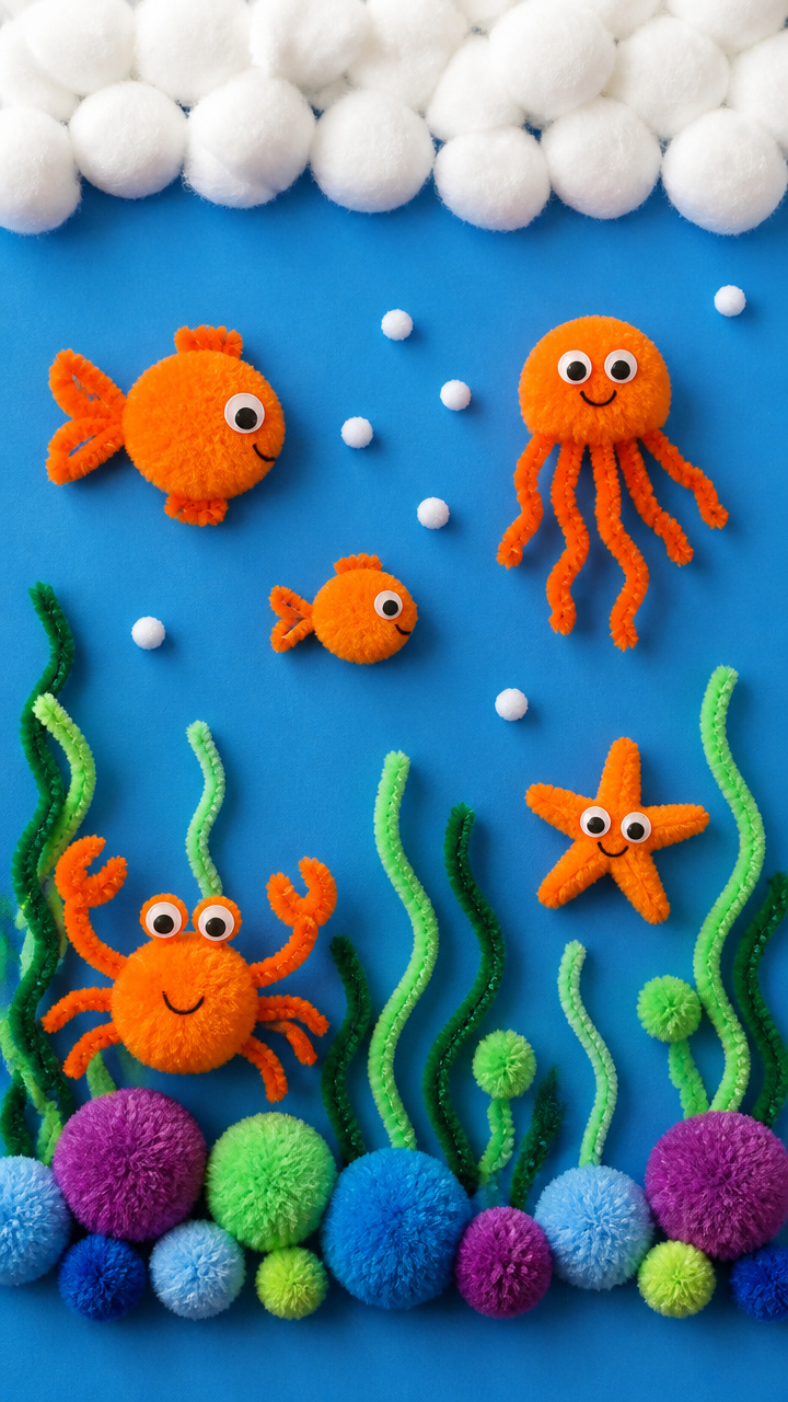 Underwater Cotton Ball Scene