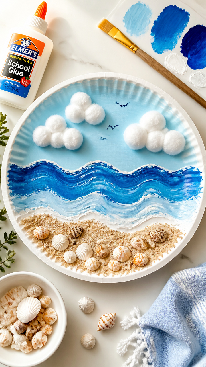 Cotton Ball Beach Scene