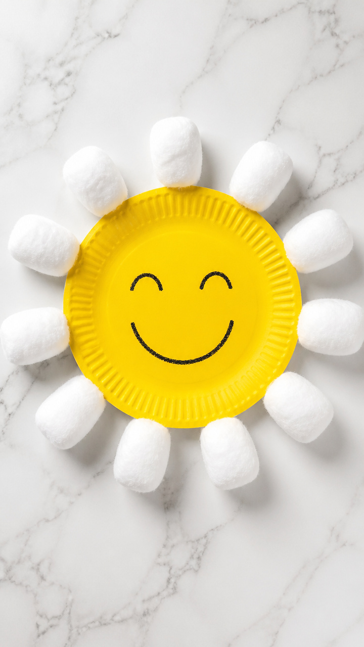 Cotton Ball Sun Art