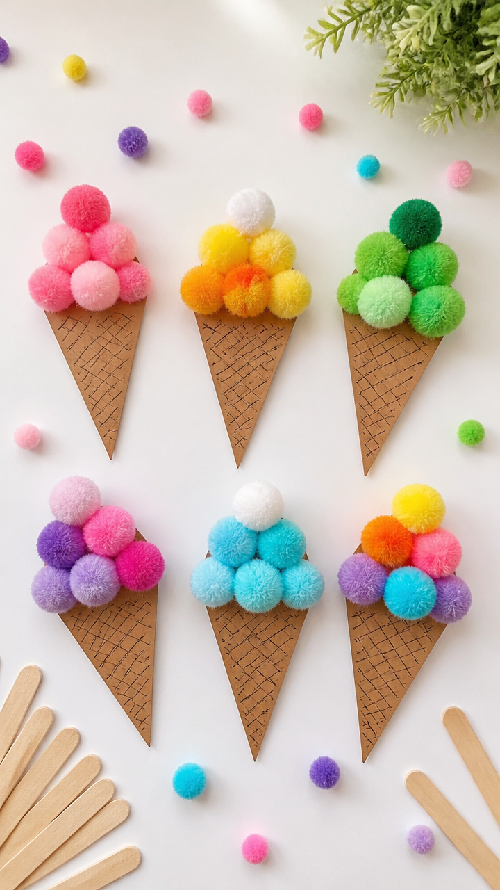 Pom-Pom Ice Cream Cones