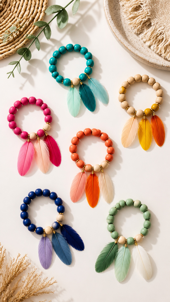Feather and Bead Bracelets