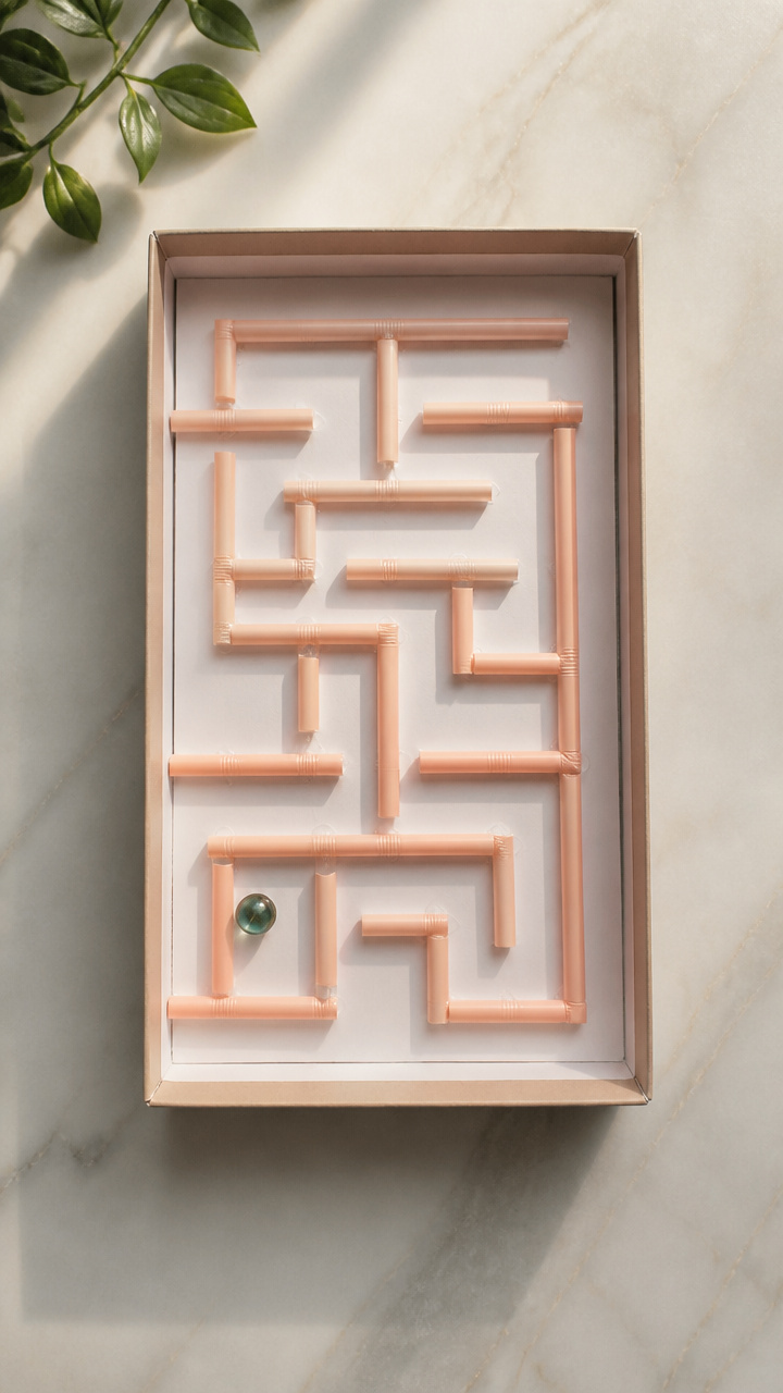 Shoebox Lid Marble Maze