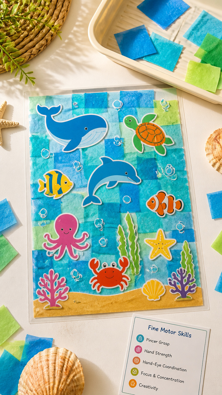 Tissue Paper Ocean Window