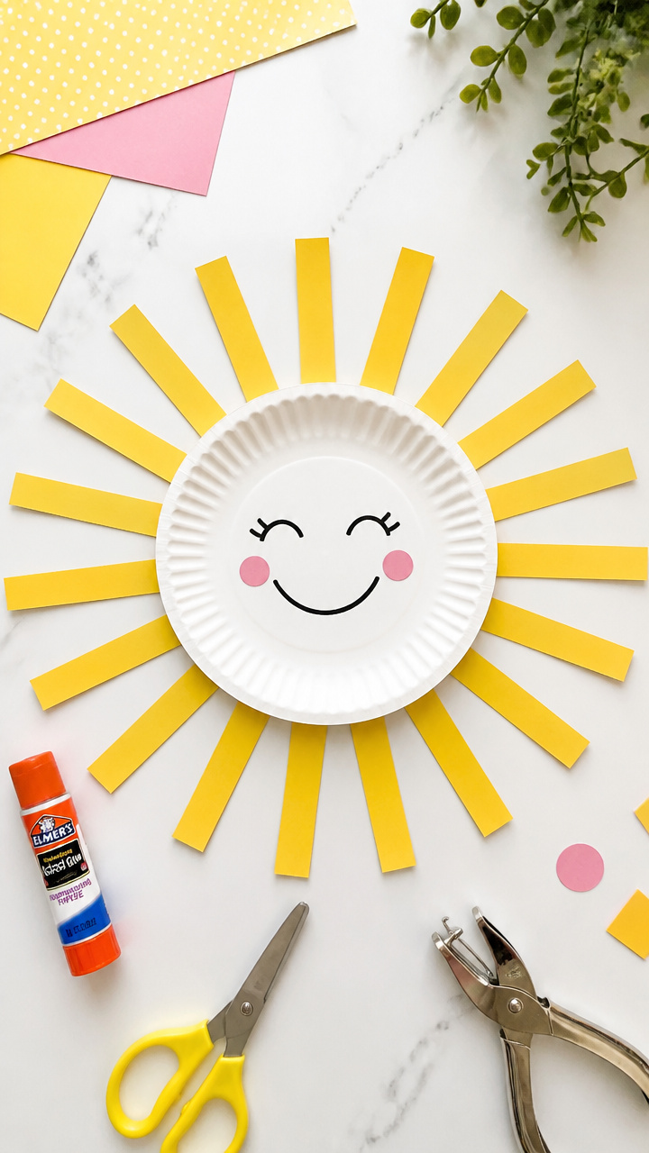 Paper Plate Sun with Ray Strips