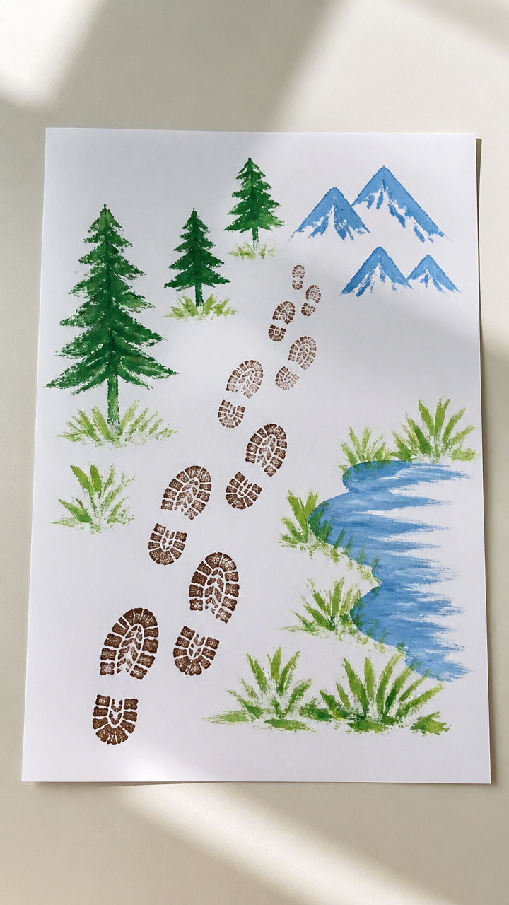 Hiking Boot Print Path