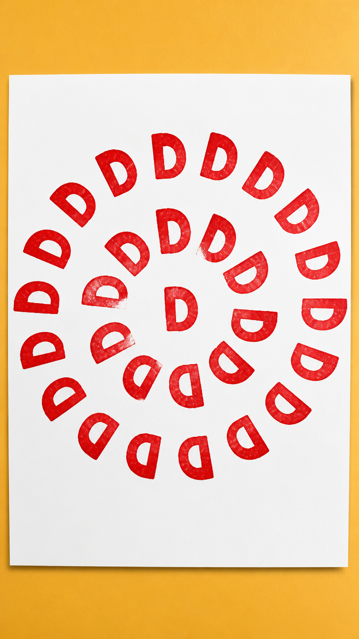 Doodle-Stamped D Shapes