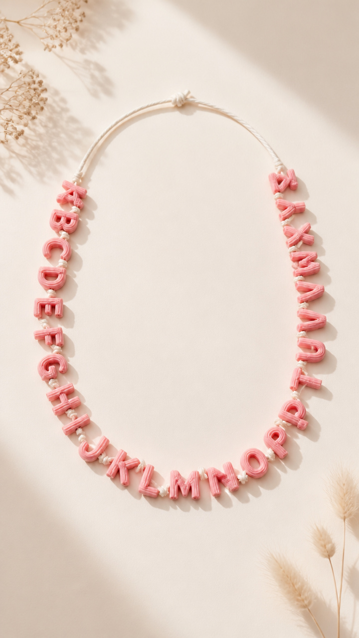 Pasta Alphabet Necklaces