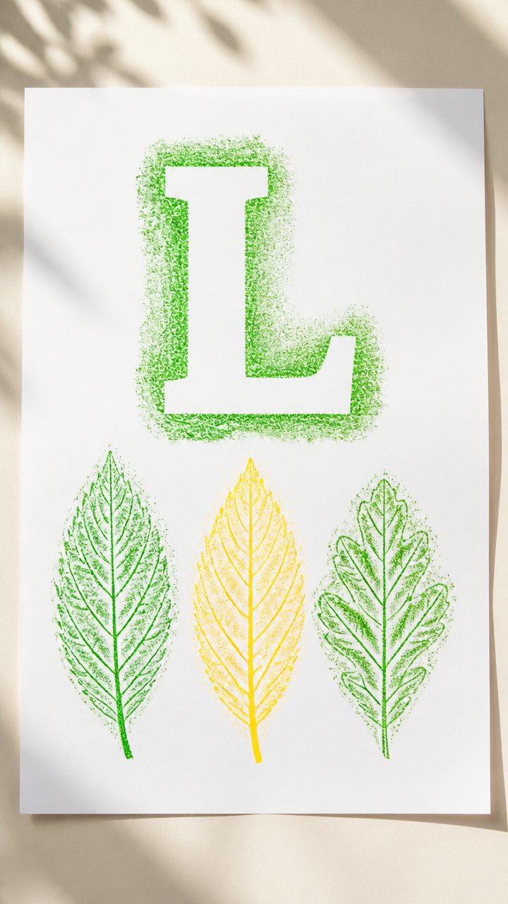 L is for Leaf Rubbing