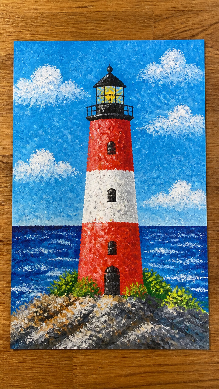 Lighthouse Painting with Sponges